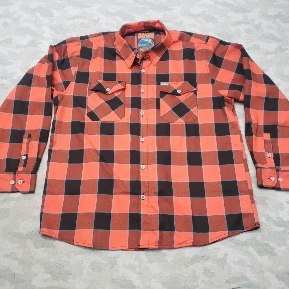 Dixxon Flannel Shirt Mens 2XL Orange Plaid Hill City D-Tech Motorcycle Biker